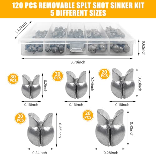 Yoto Fishing Weights Sinkers,120Pcs Lead Split Shot Weights Kit,Removable Round Fishing Sinkers thumb #1