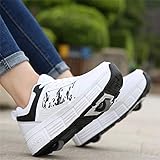 jianchi Skating Shoes,Girls Boys Wheels Adult Women and Men Wheels Deformation Roller Shoes Premium Wheeled Heel Shoe Two Rounds of Sports Sneaker Skates (Color : A, Size : 42)