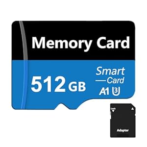 Micro Speicherkarte 512 GB mit Adapter, Mini SD Karte, Speicherkarte 512GB, TF Karte für Kamera, Smartphone, Tablet, Drohne