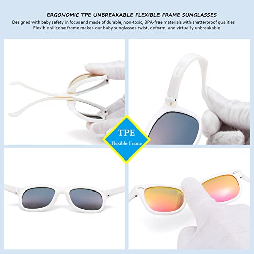 Nulooq Flexible Polarized Baby Sunglasses With Adjustable Strap For Toddler Newborn Infant Age 0-24 Months, 100% Uv400 Protection (Matte Black/Gray + Matte Blue/Gray) #TOP3