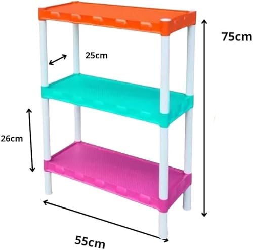 Estante Plástica 3 Prateleiras Coloridas – Ideal para Todos os Ambientes
