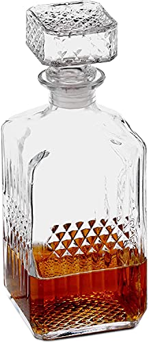 Image of GINOYA BROTHERS Elegant Whiskey Decanter Set with Glass for Men & Women, 1000 ml Whiskey Crystal Liquor Drinking Decanter Gift for Alcohol Lover[Pack-2] Transparent
