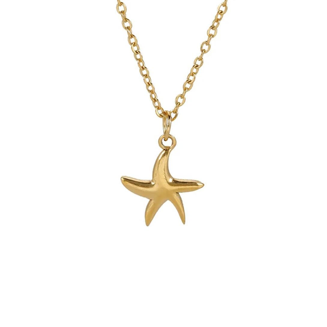 Gu Feng Collar Boho Estrella De Mar Acero Inoxidable Color Dorado Mujeres Simples Niñas Gargantilla Collar Cadena Kpop Linda Estrella Joyería Verano Regalo