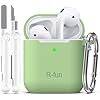 R-fun Compatible with AirPods Case Cover, Soft Silicone Protective Cover with Keychain for Women Men Compatible with Apple AirPods 2nd 1st Generation Charging Case, Front LED Visible,Avocado