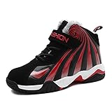 DUORO Kinder Winterschuhe Jungen rutschfest Trekking Wanderschuhe Warm Gefüttert Sneaker Bequem Baumwollschuhe (34 EU, Rot)