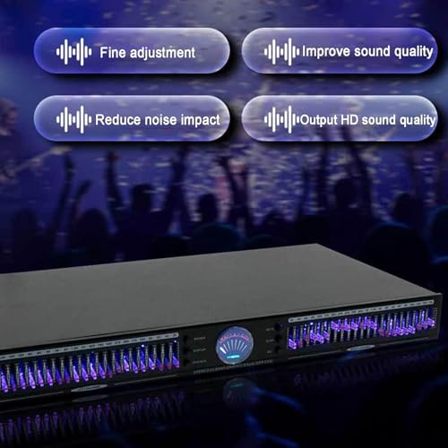 Ecualizador de audio gráfico de 22 bandas, con 10 efectos preestablecidos, canal dual en rack 1U, para estudio de grabación, con control remoto miniatura 3