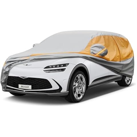 Molebt Heavy Duty SUV Car Cover Custom Fit Genesis GV60 (2023-2024), Waterproof All Weather for Automobiles, Outdoor Full Exterior Covers, Sun Rain Snow Protection, Zipper Cotton. Gray Cover