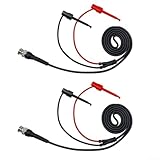 BNC auf Dual Testhaken-Clips, Messleitungen, 120 cm, 50 Ohm, Koaxialkabel für Oszilloskop, Kunststoffindustrie, Testleitung, Rot + Schwarz, 2 Stück