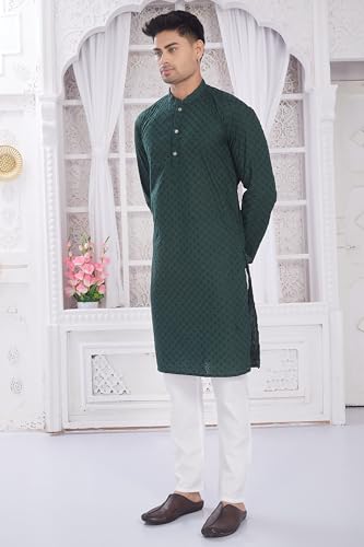 Image of DIVISIVE Men's Thread Embroidered Cotton Only Slim Fit Kurta