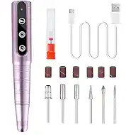 Cordless Nail Drill Professional Kit - 26000RPM Portable Efile for Acrylic Gel Nails, Compact Electric File with 7 Bits, 3 Speeds, 8H Battery, Low Noise & Heat Control‌