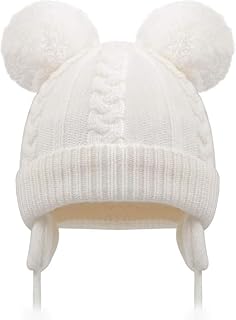 Gajraj Baby Boys Girls Super Cute Warm Winter Woolen Skull Beanie Cap with Fur Inside| Double Pompom Baby Hat (Age: 6 Mont...