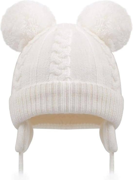 Baby Boys Girls Super Cute Warm Winter Woolen Skull Beanie Cap with Fur Inside| Double Pompom Baby Hat (Age: 6 Months to 6 Years)-image-41