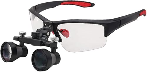 HALOU Binocular Loupe 2.5X Dental Loupe with Light Goggles Long Working Distance Glasses Protection (Color  Black, Size  1)