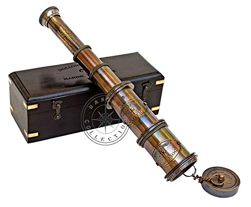 Hanzla Collection Nautical Marine Telescope 16 Inch Handheld Antique Brass Spyglass With Hardwood Box Vintage Scope #TOP4