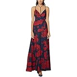 Fame and Partners Women's Floral Georgette Necklace Gown (4, Rose Print)