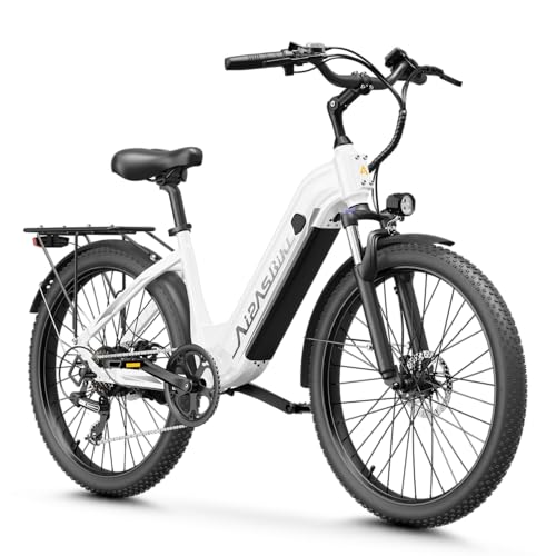 Aipas C1 Max Electric Bike for Adults Commuter 85 Miles Long Range Ebike with 1100W Peak Motor 24 All-Terrain Electric Bicycle with 48V Removable Battery Adjustable Suspension 500LB Capacity