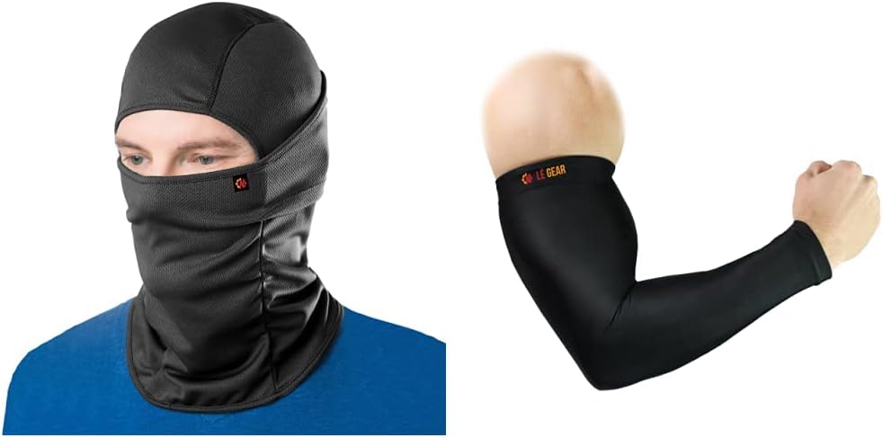 Le Gear Arm Sleeves & Face Mask Combo (Black)