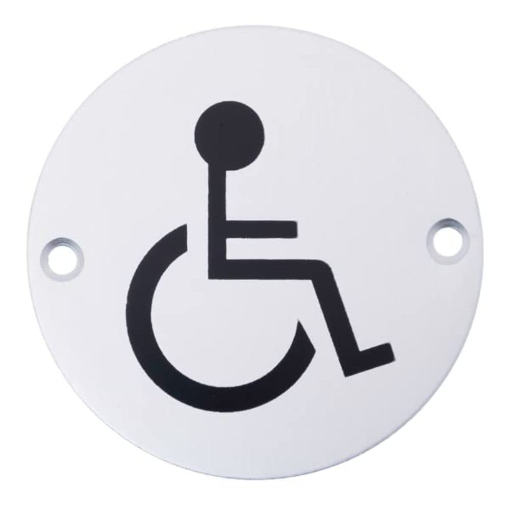 VSafety Disabled Symbol Sign, Aluminium, 76mm Diameter, with Fixings