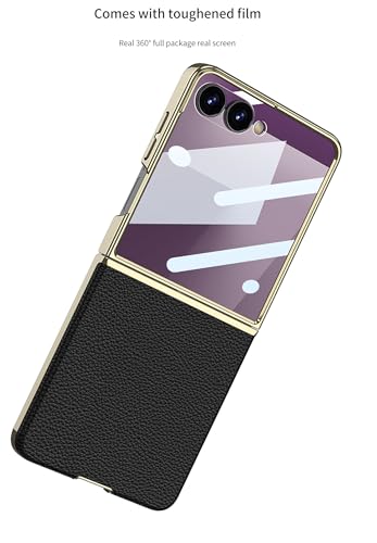 Image of Midkart Leather Case Compatible with Samsung Galaxy Z Flip 7 Release 2025 Electroplated Hard PC Lightweight with Independent Camera Protection Cover, White