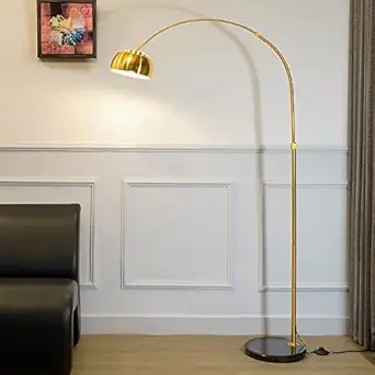 KAPOOR E-ILLUMINATIONS Gallow Arc Single Light Floor Lamp in Black and Gold Finish for Living Room Corner, Study Room, Bedroom, Hotel, Office (Brass & Black, 65 Inches Height)