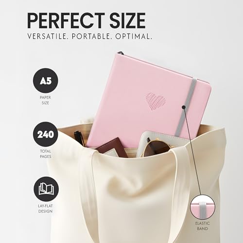 Carnet de notes A5 avec cœur en relief, une idée cadeau rose poudré - 4