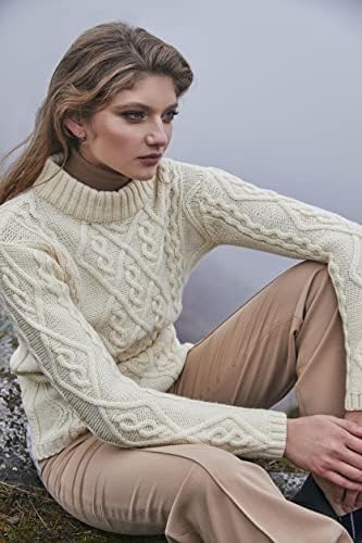 Image of SAOL Wool Sweater for Women Ireland Cable Knitted Jumper