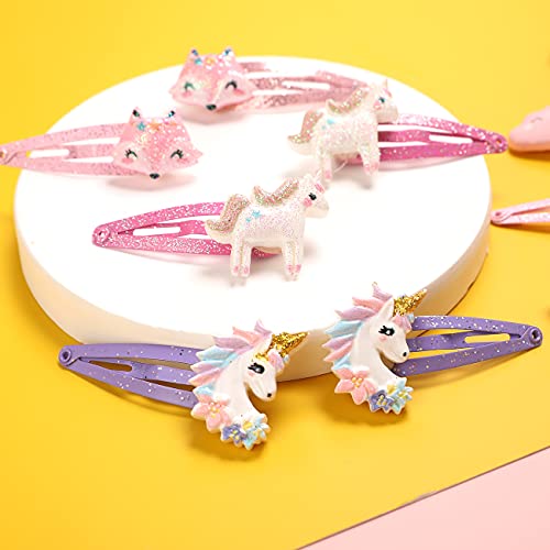 PinkSheep Unicorn Hair Clips Barrettes for Girls Kids 6 works/12 Pcs Hair Pins - Image 4