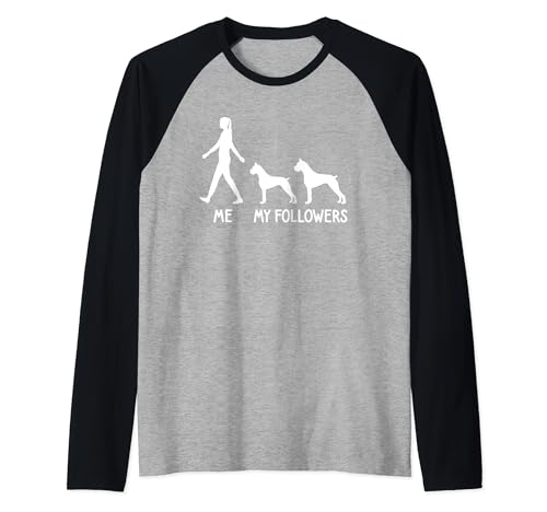 I MIO FOLLOWER Boxer Cani Amanti Cane Femmina Maglia con Maniche Raglan