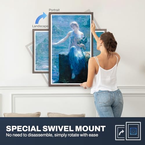Image of Extra Large Digital Picture Frame 32 inch, 1920x1080 FHD IPS WiFi Digital Photo Frame with Remote, 64GB Storage, Auto-Rotate, Instantly Share Photo /Video via Apps /Email, Dark Wood Pattern