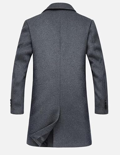 Image of FTCayanz Men's Wool Trench Coat Winter Slim Fit Business Top Coat Single Breasted Overcoat