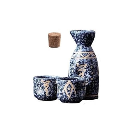 zjdgweh 酒器セット陶器 徳利 お猪口 セット 熱燗セット 徳利1個 お猪口4個 温酒器 陶器 日本清酒 燗瓶 冷酒 温酒 焼酎 茶用 おしゃれ 宴会 晩酌 和風 上品 退職祝い 誕生日の贈り物 (ブルー,徳利1個 ぐい呑み盃2個)