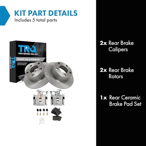 Image of TRQ Rear Brake Pad and Rotor Set Ceramic Calipers Compatible with 1998 Audi A6