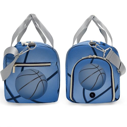 Personalized Basketball Print Blue Duffle Bags Custom Name for Women Girls Custom Travel Perform Training Bag3