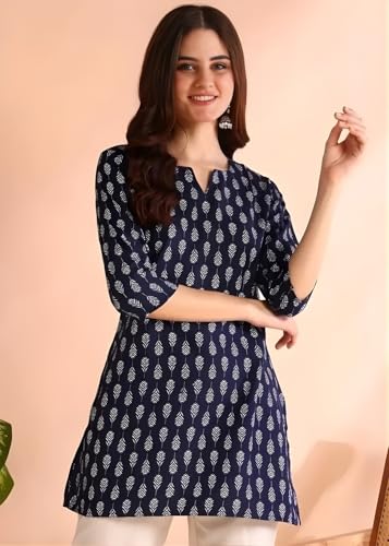Image of Women's Short Kurti in TopsTunic Rayon Cotton Blend | Ladies Ethnic Tunic