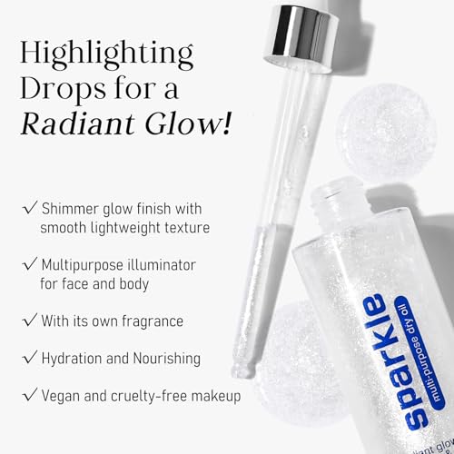 KYDA Body Shimmer Oil, High Gloss Face and Body Luminizer Oil, Face Glitter Lotion Makeup, Long Lasting and Moisturizing Liquid Highlighting Drops for a Radiant Glow- White moonbeam, 3.33 Fl Oz – Bild 4