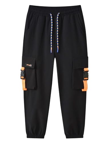 Echinodon Boys Quick Dry Pants Lightweight Hiking Joggers Casual Sweatpants Orange 140