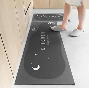 Deoxys Rubber Kitchen Mats Set: 2 Pcs Non-Skid, Soft Absorbent Rugs for Kitchen, Laundry, and Hallway - Comfortable Runner Carpets for Kitchen Floor, Sink, and More, Washable -120 * 40 Cm, 40 * 60 Cm