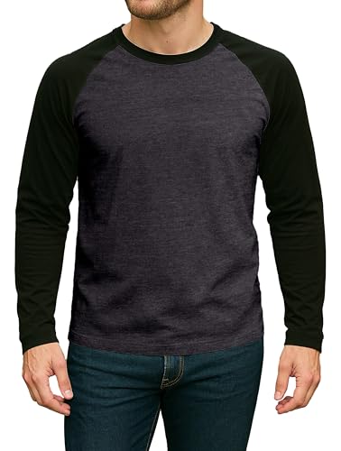 Decrum Raglan Shirt Men - Soft Sports Jersey Style Long Sleeve Baseball Shirts for Men