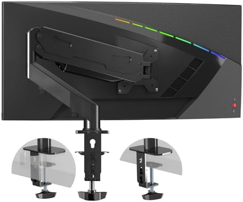 Gas Spring Monitor Arm 32 Inch, Single Monitor Mount, Single Monitor Arm, Single Monitor Desk Mount, VESA Mount, Computer Monitor Stand, Monitor Arm Desk Mount Support 13-32inch and 22lbs Screen