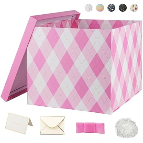 YINUOYOUJIA Large Gift Box 12x12x10Inch,Pink Gift Boxes with Lids for Presents,Cute Box,Birthday Gift Box,Gift Packaging for Valentine's Day,Mother's Day,Christmas,Anniversaries. Cover
