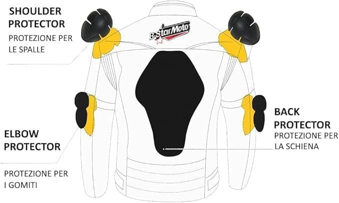 Genérico Bstar Męska skórzana kurtka motocyklowa Kurtka motocyklowa Touring Kurtka z odznakami Ochrona przed wiatrem Sprzęt ochronny Ciało Lato Zima Czarny 4XL