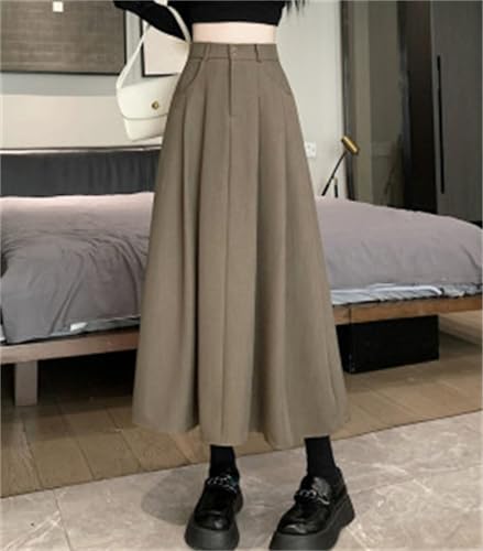 SANGTREE Women's Suit Long Skirts High Waisted Flared A-Line Skirt with Pockets & Belt Loops3