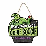 Disney The Nightmare Before Christmas Roll the Dice Oogie Boogie Hanging Wood Wall Decor - Spooky Oogie Boogie Sign for Halloween