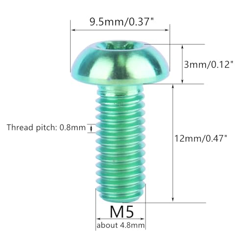 Image of 4PCS Titanium M5 x 12mm T25 Torx Head Bolt Screw (Green)