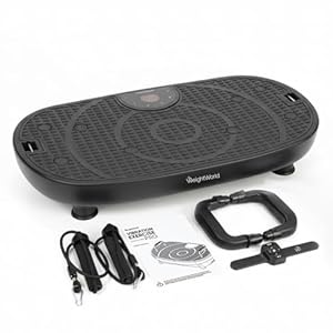 Vibration Plate Exercise Machine Pro - For Full Body Workouts - 7 Programs & 180 Speed Levels - Vibration Fitness Trainers with Bluetooth & Transport Wheels - Includes Push-Up Bars & Resistance Bands