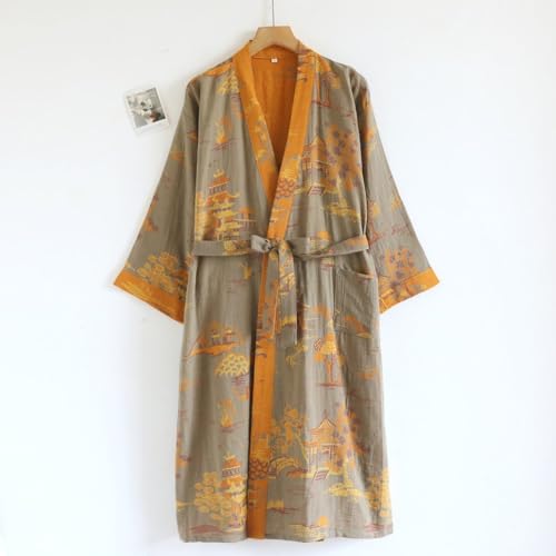 Albornoz de algodón para hombre con capucha estilo kimono para spa 6