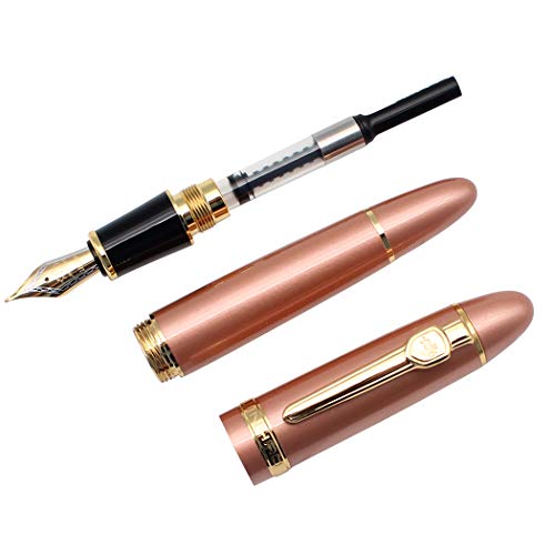 Zoohot 3 Pcs Jinhao 159 Fountain Pens Medium Golden Trim Big Heavy Pen & Refill Ink Converter Business Signature Gift Collection Pen (Rose Gold, Gold, Silver) #TOP4