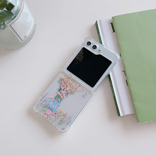 Coque Galaxy Z Flip 5 4 3 antichoc avec bracelet bouquet perles