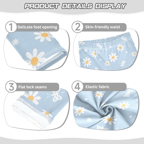 Daisy Flower Butterfly Girls Leggings,Workout Leggings for Girls Toddler Athletic Leggings Size for 3-10T3