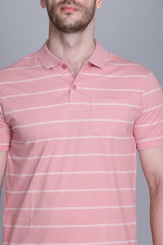 Image of SANE ORIGINALS Half Sleeve Polo T-Shirt for Men with Pocket || Stripe Collar and Pocket T-Shirt for Men Half Sleeves